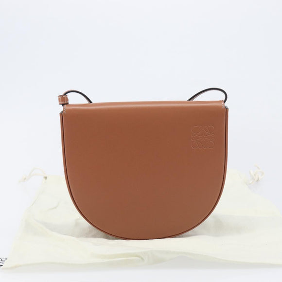LOEWE Heel Bag Shoulder Bag Leather Brown Auth 210666V