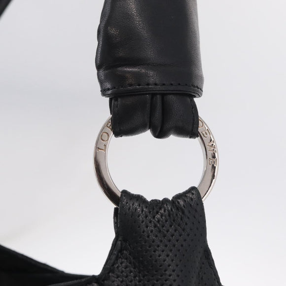 LOEWE Shoulder Bag Leather Black Silver Auth 210669A