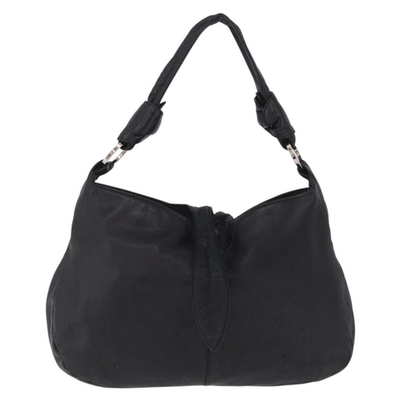 LOEWE Shoulder Bag Leather Black Silver Auth 210669A