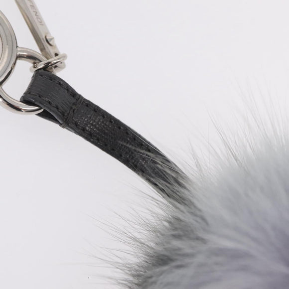 FENDI Bag Charm fur Gray Silver Auth 210671M