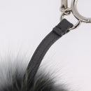 FENDI Bag Charm fur Gray Silver Auth 210671M-9