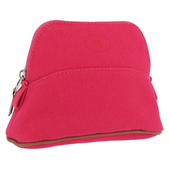 HERMES Bolide 16 Pouch Canvas Pink Silver Auth 210672V