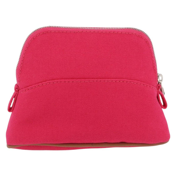 HERMES Bolide 16 Pouch Canvas Pink Silver Auth 210672V