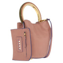 Marni Hand Bag Leather 2way Pink Gold Auth 210673A-1