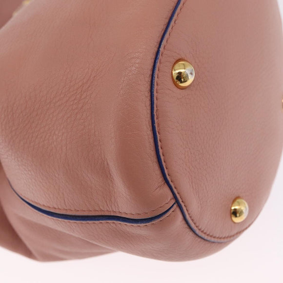 Marni Hand Bag Leather 2way Pink Gold Auth 210673A