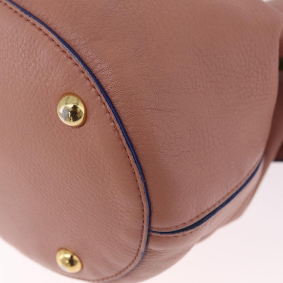 Marni Hand Bag Leather 2way Pink Gold Auth 210673A
