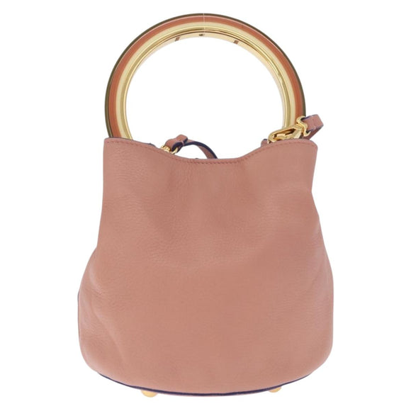 Marni Hand Bag Leather 2way Pink Gold Auth 210673A