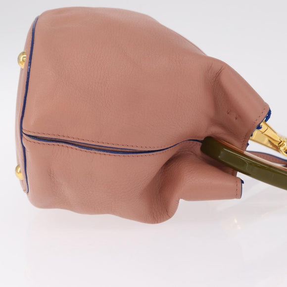 Marni Hand Bag Leather 2way Pink Gold Auth 210673A