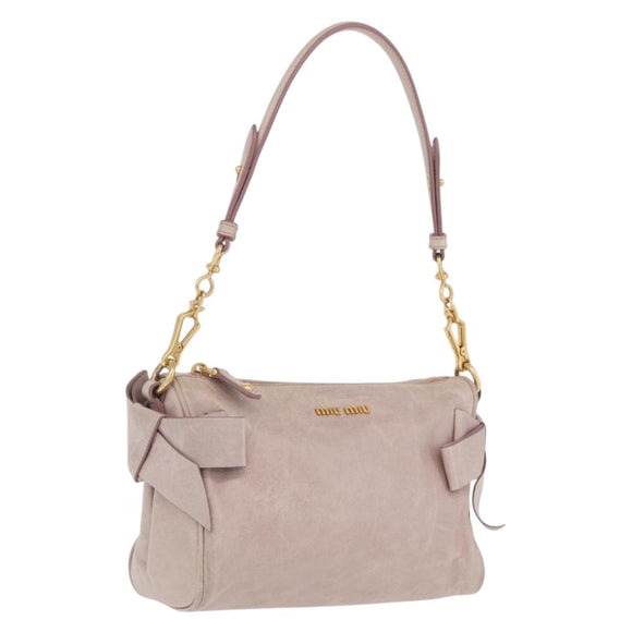 Miu Miu Shoulder Bag Vitellolux Pink Gold Auth 210676A