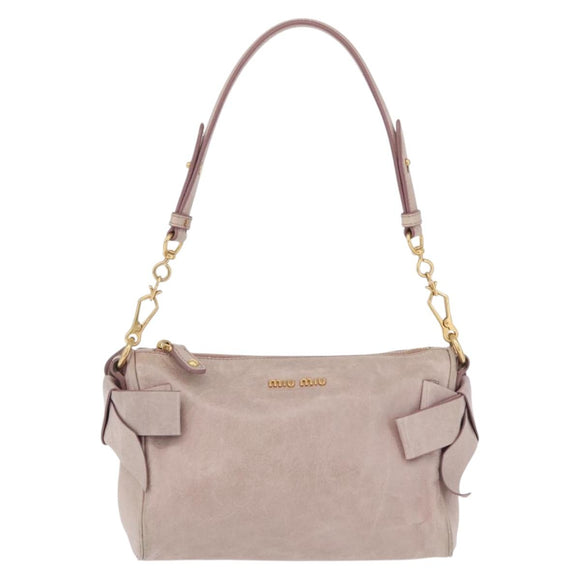 Miu Miu Shoulder Bag Vitellolux Pink Gold Auth 210676A