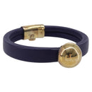 Bottega Veneta Bracelet Leather Purple Gold Auth 210678M-1