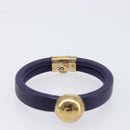 Bottega Veneta Bracelet Leather Purple Gold Auth 210678M-10