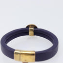 Bottega Veneta Bracelet Leather Purple Gold Auth 210678M-12