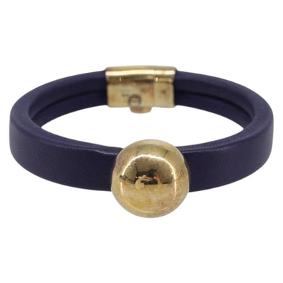 Bottega Veneta Bracelet Leather Purple Gold Auth 210678M - 0