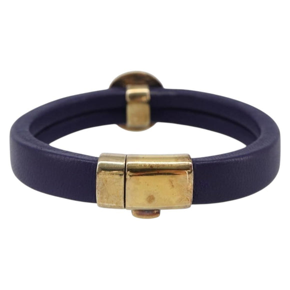 Bottega Veneta Bracelet Leather Purple Gold Auth 210678M