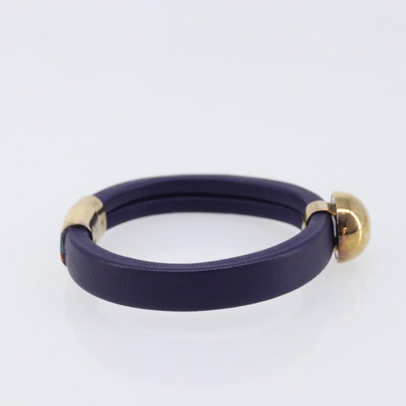 Bottega Veneta Bracelet Leather Purple Gold Auth 210678M