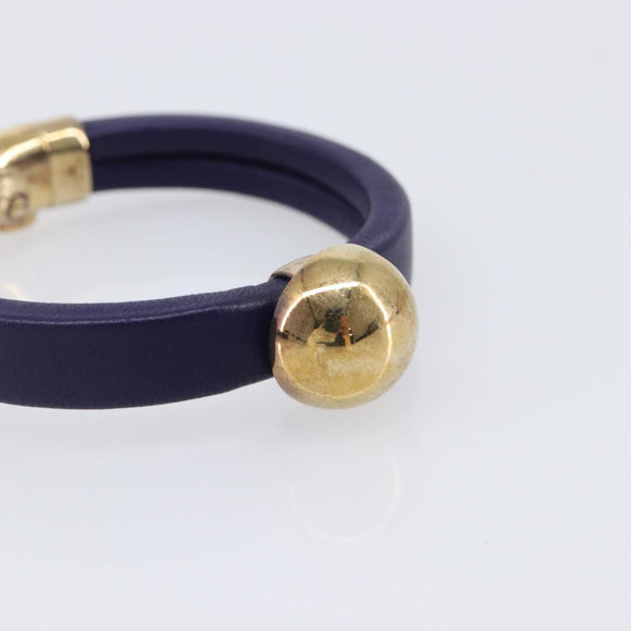 Bottega Veneta Bracelet Leather Purple Gold Auth 210678M