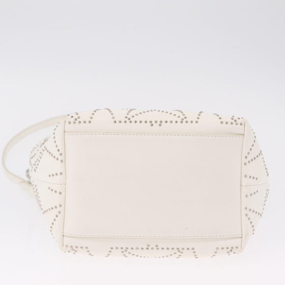 Jimmy Choo Sophia S Hand Bag Leather 2way White Silver Auth 210685A