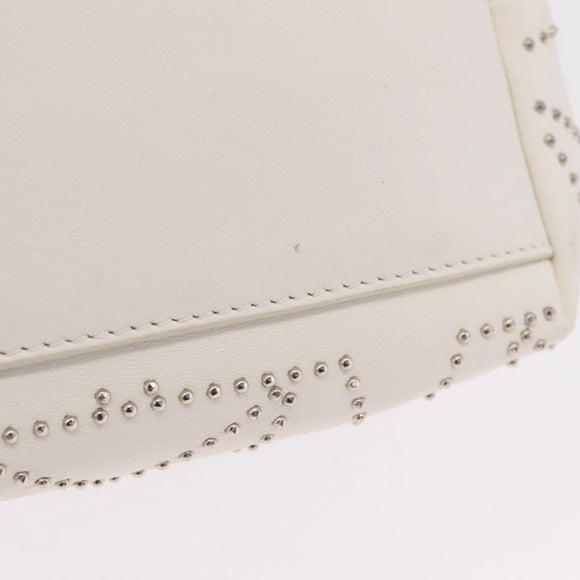 Jimmy Choo Sophia S Hand Bag Leather 2way White Silver Auth 210685A