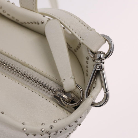 Jimmy Choo Sophia S Hand Bag Leather 2way White Silver Auth 210685A