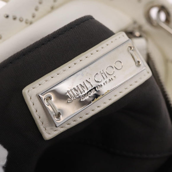 Jimmy Choo Sophia S Hand Bag Leather 2way White Silver Auth 210685A