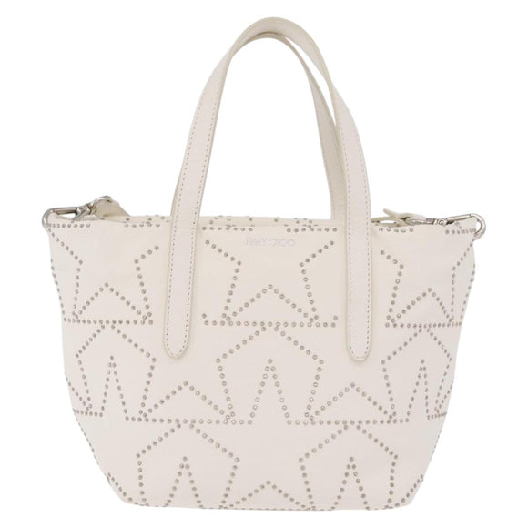 Jimmy Choo Sophia S Hand Bag Leather 2way White Silver Auth 210685A