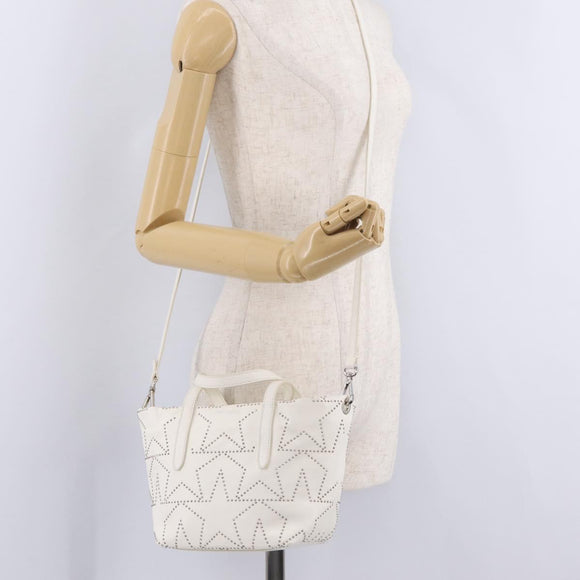 Jimmy Choo Sophia S Hand Bag Leather 2way White Silver Auth 210685A