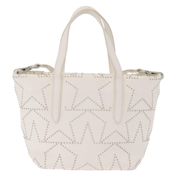 Jimmy Choo Sophia S Hand Bag Leather 2way White Silver Auth 210685A