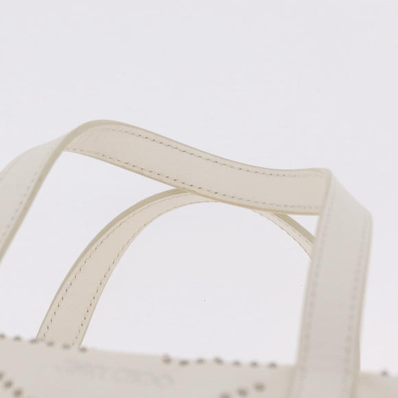 Jimmy Choo Sophia S Hand Bag Leather 2way White Silver Auth 210685A