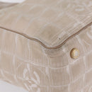 CHANEL New Travel Line Tote Bag Canvas Beige Gold CC Auth 210686A-13
