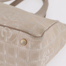 CHANEL New Travel Line Tote Bag Canvas Beige Gold CC Auth 210686A-14