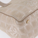 CHANEL New Travel Line Tote Bag Canvas Beige Gold CC Auth 210686A-15