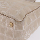 CHANEL New Travel Line Tote Bag Canvas Beige Gold CC Auth 210686A-16