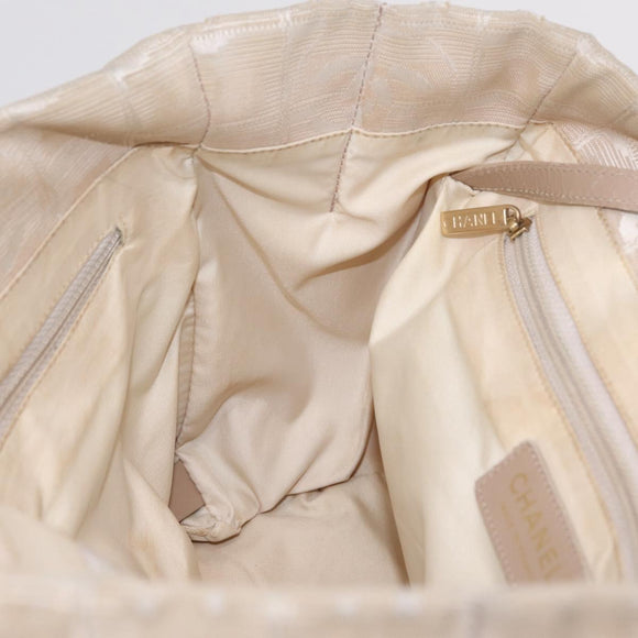 CHANEL New Travel Line Tote Bag Canvas Beige Gold CC Auth 210686A