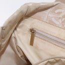 CHANEL New Travel Line Tote Bag Canvas Beige Gold CC Auth 210686A-23