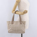 CHANEL New Travel Line Tote Bag Canvas Beige Gold CC Auth 210686A-27