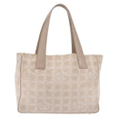CHANEL New Travel Line Tote Bag Canvas Beige Gold CC Auth 210686A-4