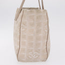 CHANEL New Travel Line Tote Bag Canvas Beige Gold CC Auth 210686A-6