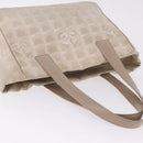 CHANEL New Travel Line Tote Bag Canvas Beige Gold CC Auth 210686A-7