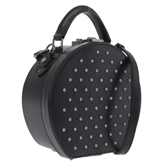Saint Laurent Mika Box Hand Bag Leather 2way Black Silver Auth 210692V