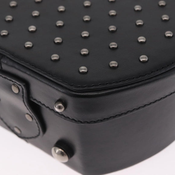 Saint Laurent Mika Box Hand Bag Leather 2way Black Silver Auth 210692V