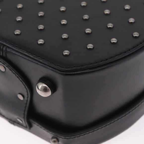 Saint Laurent Mika Box Hand Bag Leather 2way Black Silver Auth 210692V
