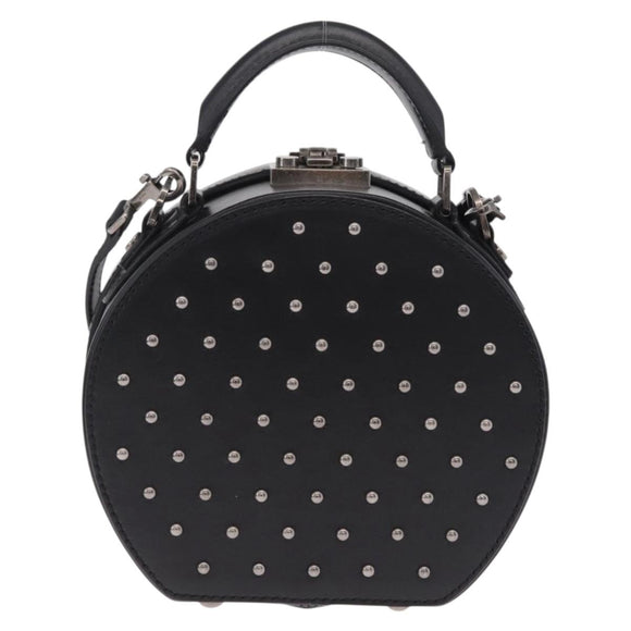 Saint Laurent Mika Box Hand Bag Leather 2way Black Silver Auth 210692V