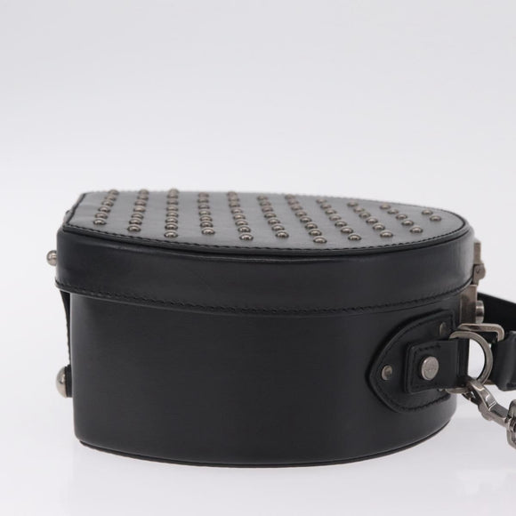 Saint Laurent Mika Box Hand Bag Leather 2way Black Silver Auth 210692V
