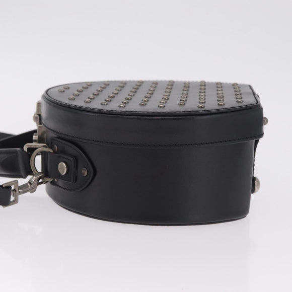 Saint Laurent Mika Box Hand Bag Leather 2way Black Silver Auth 210692V