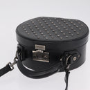 Saint Laurent Mika Box Hand Bag Leather 2way Black Silver Auth 210692V-6