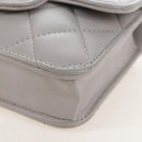 CHANEL Matelasse Chain Shoulder Pouch Lamb Skin 2way Gray Gold CC Auth 210693M-13