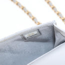 CHANEL Matelasse Chain Shoulder Pouch Lamb Skin 2way Gray Gold CC Auth 210693M-23
