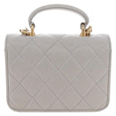 CHANEL Matelasse Chain Shoulder Pouch Lamb Skin 2way Gray Gold CC Auth 210693M-3