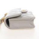 CHANEL Matelasse Chain Shoulder Pouch Lamb Skin 2way Gray Gold CC Auth 210693M-4